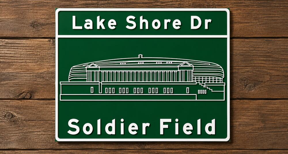 Soldier Field Lake Shore Drive Chicago Illinois Road Sign Football Exit Highway